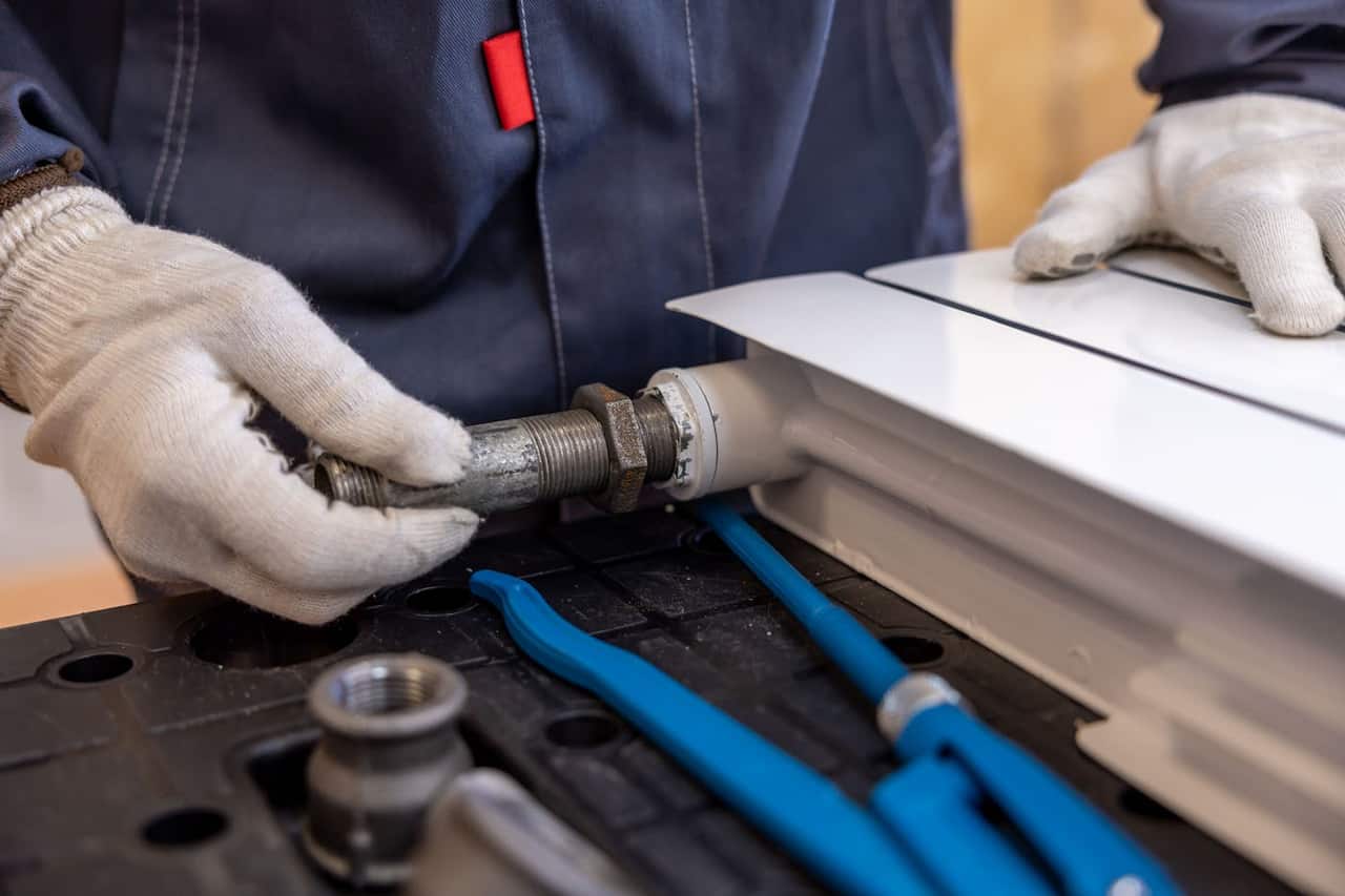 Plumbing & Heating work on a UK construction site