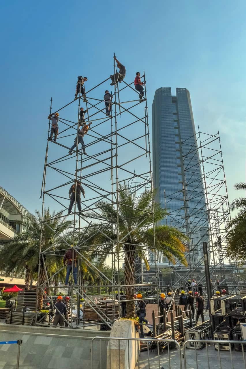 Scaffolding work on a UK construction site